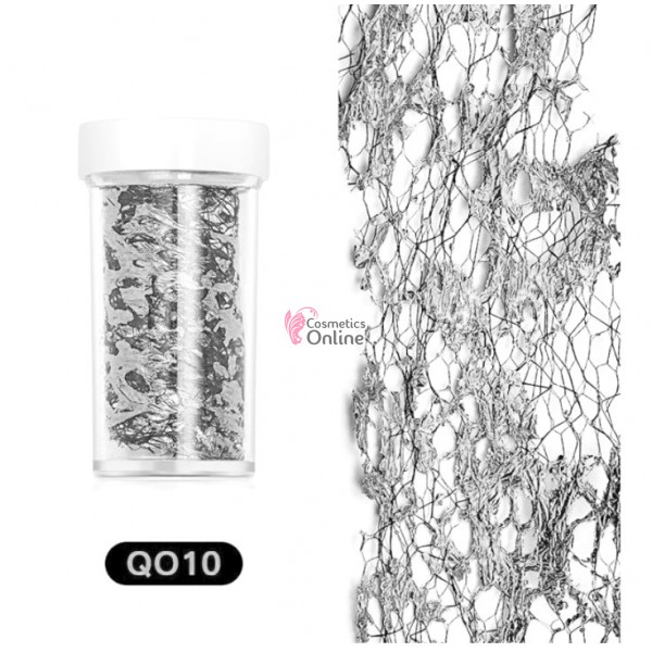 Foite subtiri colorate pentru decor unghii Q010 Negru cu Argintiu